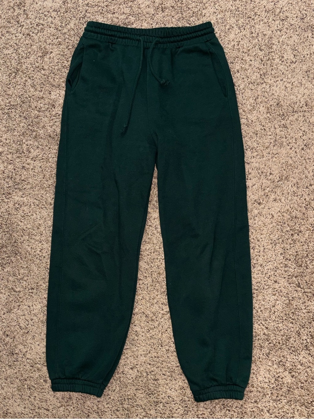 Zara Forest Green Fleece-Lined Joggers